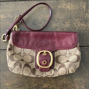 Burgundy Coach Wristlet